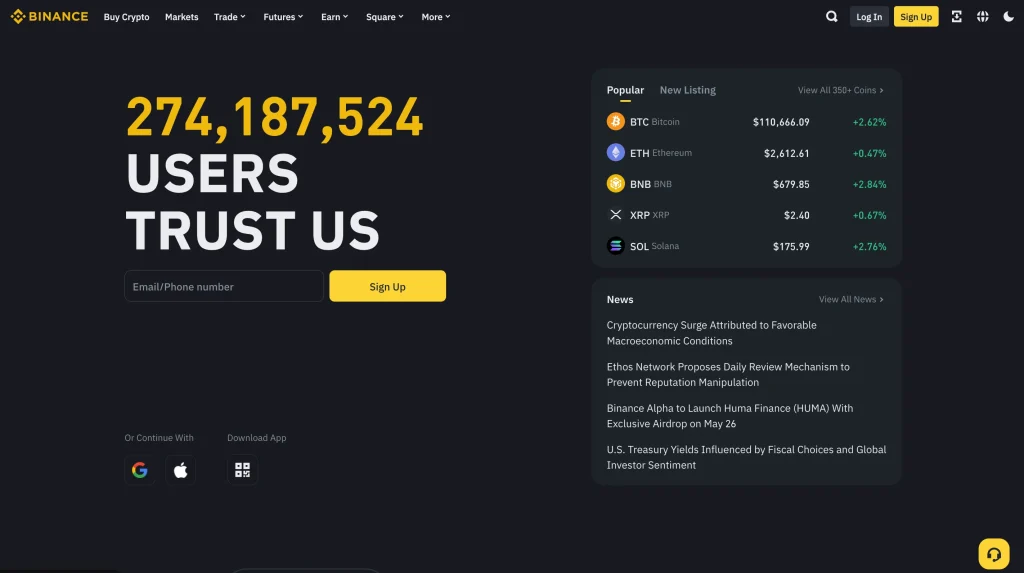 1. Binance, Best Exchange Overall for Low Fees and Fast Onboarding