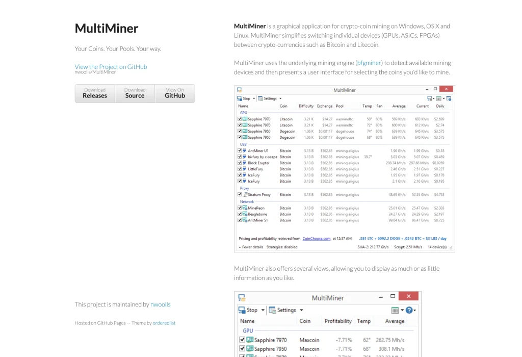 3. MultiMiner, Best for Beginners and Casual Miners
