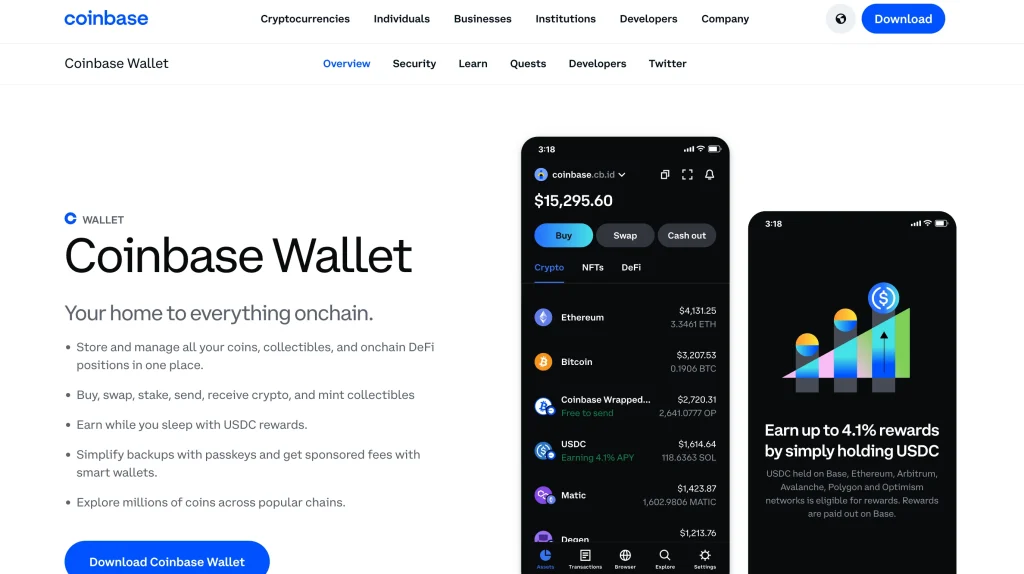3. Coinbase Wallet, Best for Beginners & Fiat Integration