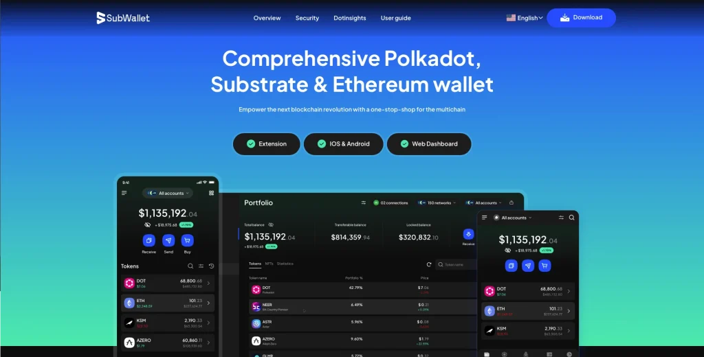 2.SubWallet, Best Browser Extension for Multi-Network DOT Use