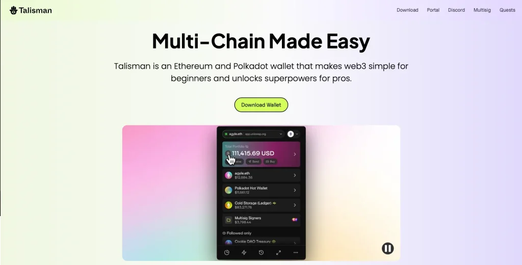 4. Talisman Wallet, Best Polkadot & Ethereum Combo Wallet