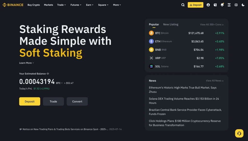Step 1. Log in to Your Binance Account to Send Bitcoin from Binance