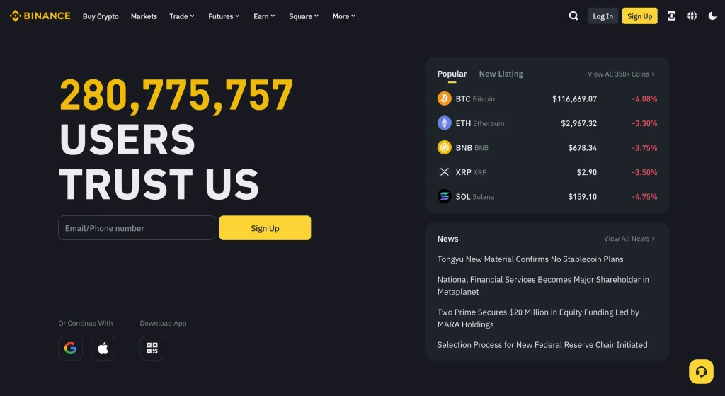 1. Binance: Best for Advanced Crypto Futures Trading