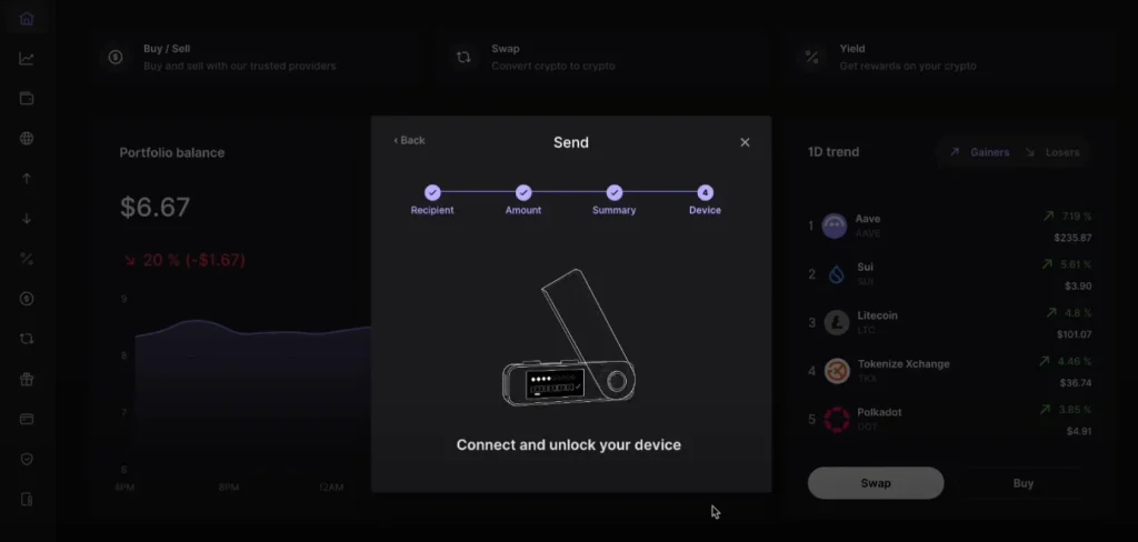 Step 3. Connect Your Ledger Device and Confirm the Transfer