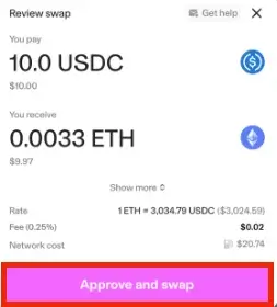 Step 2. Confirm the Swap and Approve the Transaction