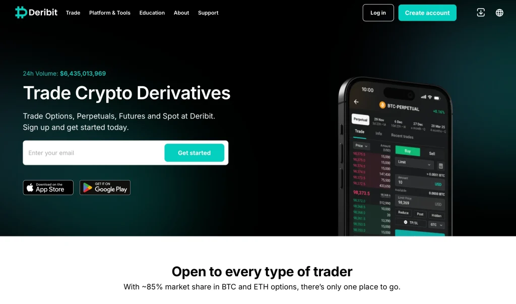 Deribit - Best for Pro BTC/ETH Options Traders