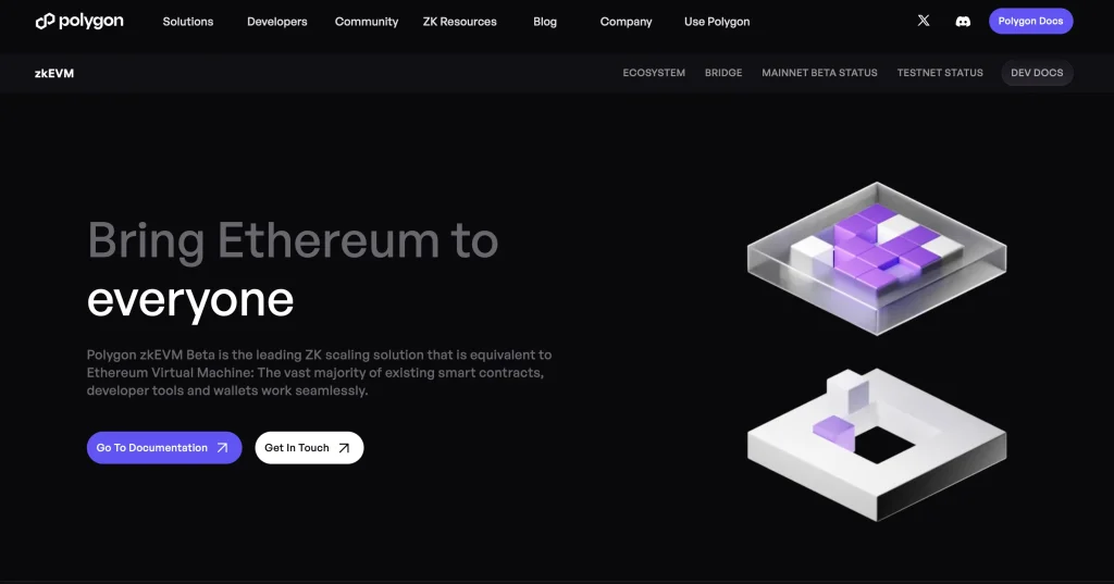 4. Polygon zkEVM, Best for Ethereum-Like Developer Experience with ZK Security