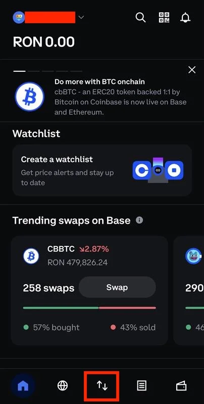 Step-1-Open-the-Coinbase-Wallet-App-and-Tap-the-Transfer-Icon