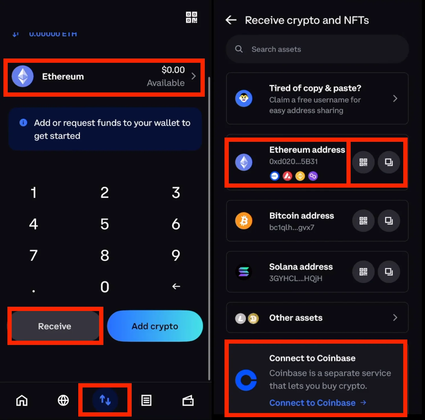 walletreview-transfer-crypto-from-coinbase-to-coinbase-wallet-Step-3.-Open-the-Coinbase-Wallet-and-Get-Your-Receiving-Address