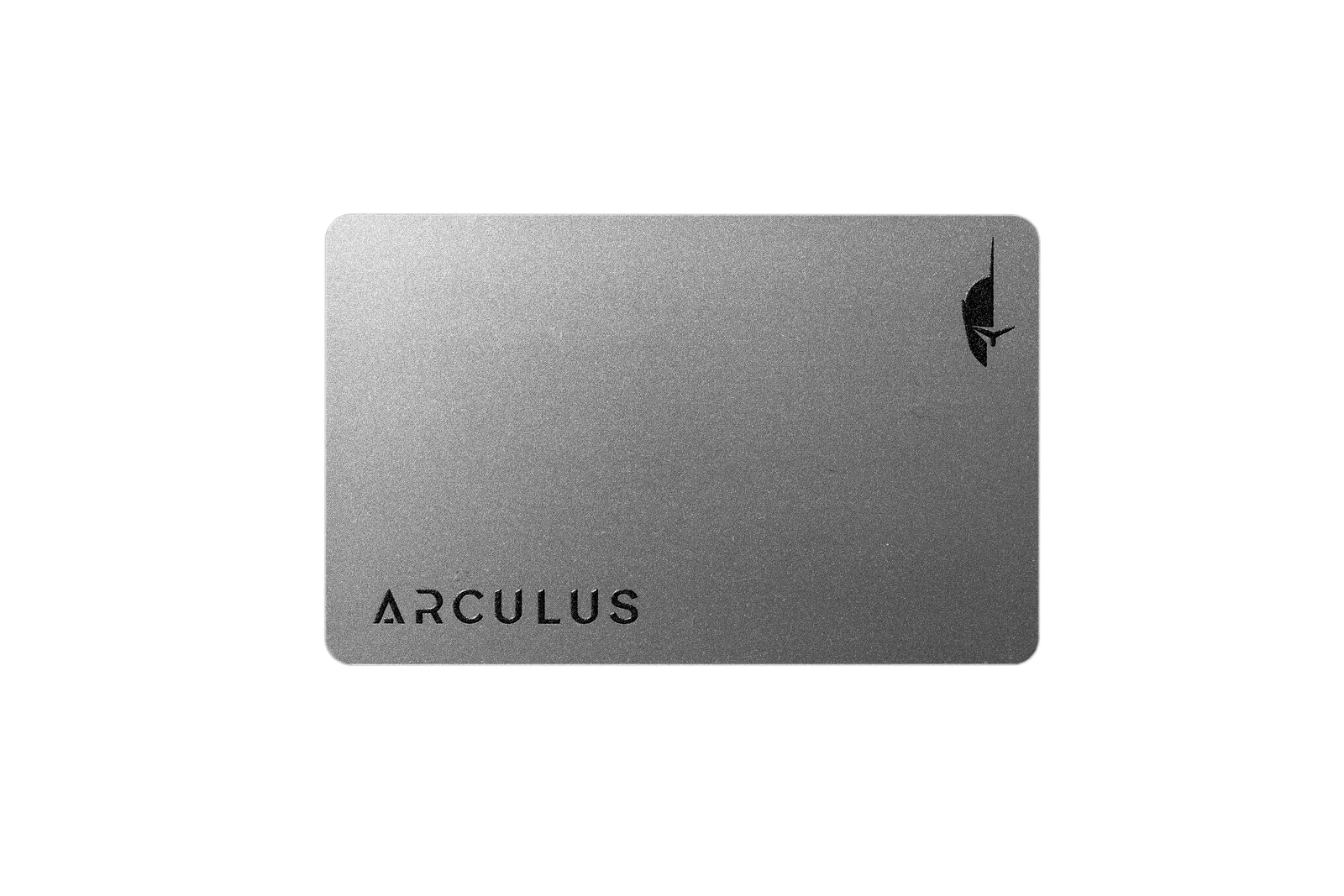 Silver Arculus Cold Storage Wallet metal card, front view on a white background