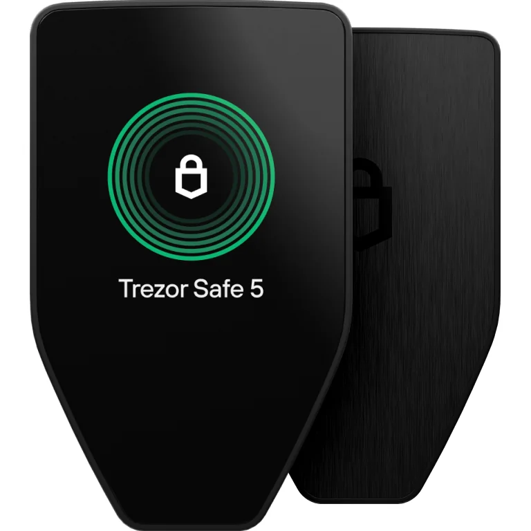 Trezor Safe 5 hardware wallet, an open-source option for holding Base assets