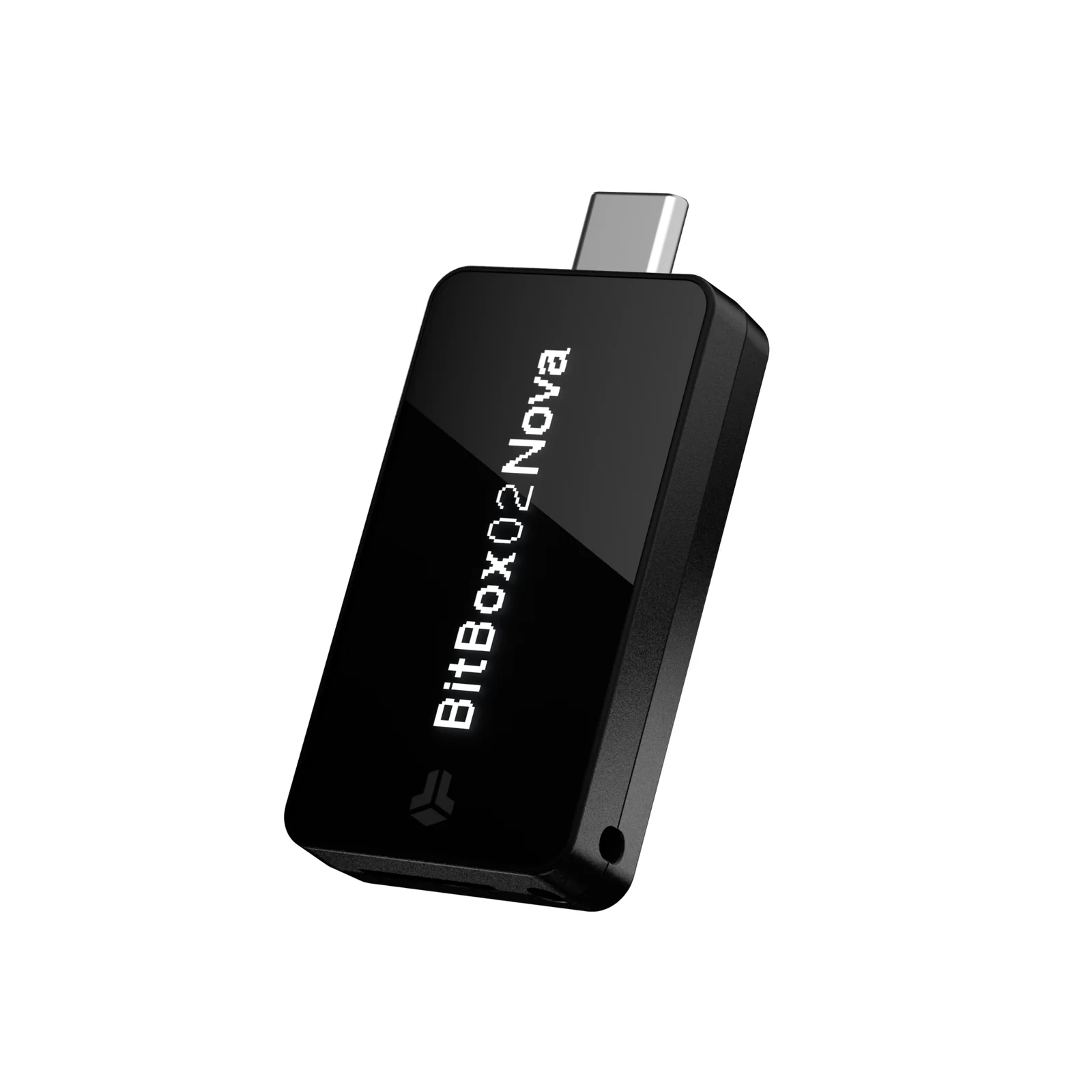 BitBox02 Nova hardware wallet in Midnight Black with its glass OLED display and USB-C plug