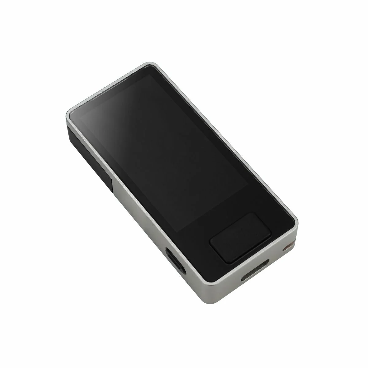 Blockstream Jade Plus in Lunar Silver at an angle, showing the 1.9-inch screen and USB-C port