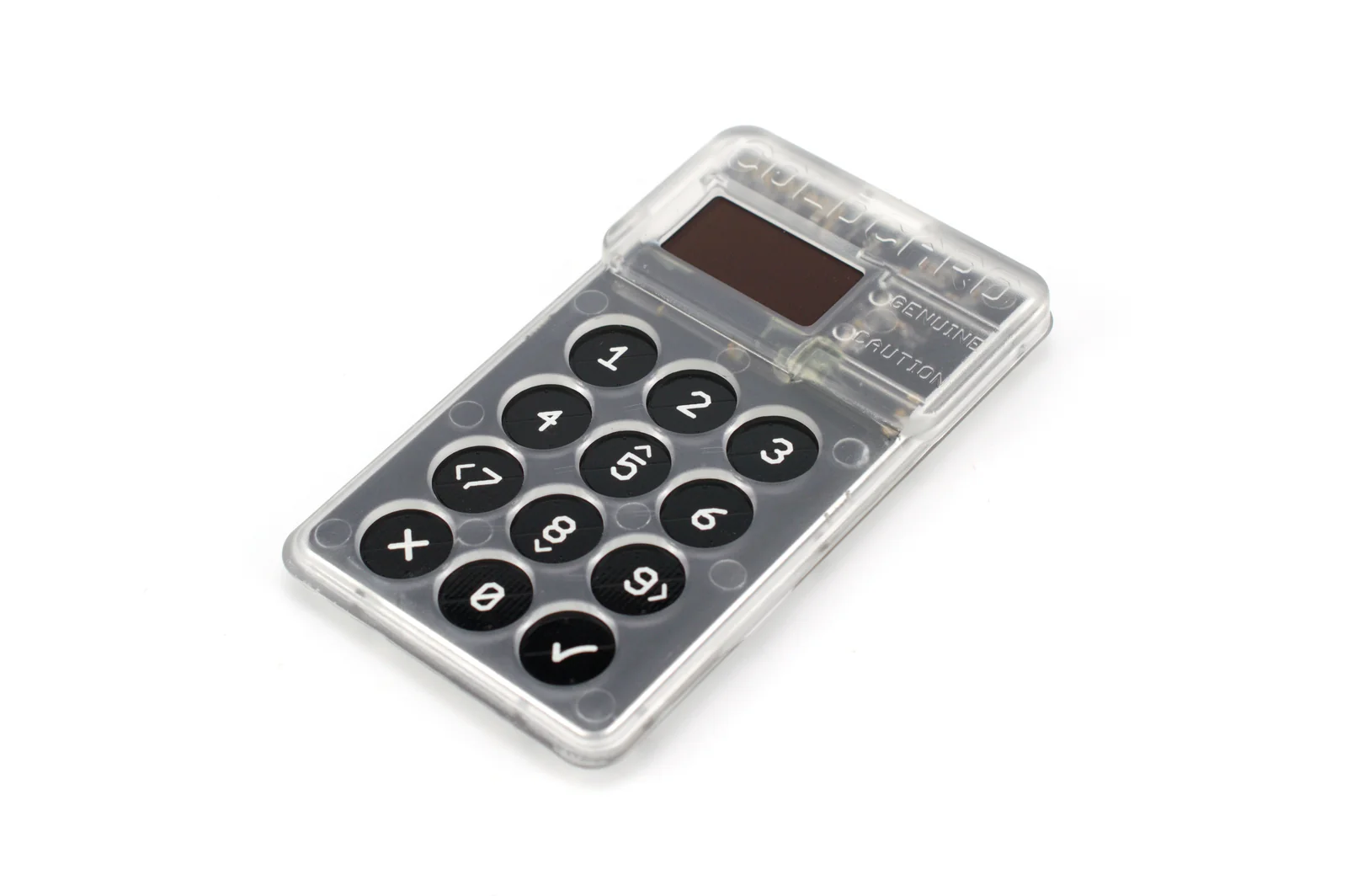 A Coinkite Coldcard hardware wallet with a numeric keypad on a white background, an example of a cold wallet that keeps private keys offline