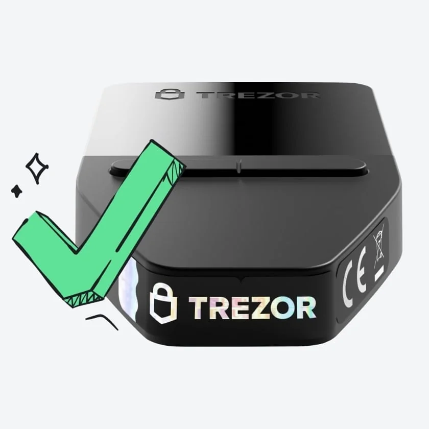 Sealed Trezor Safe 3 packaging with the CE mark, as it arrives before setup