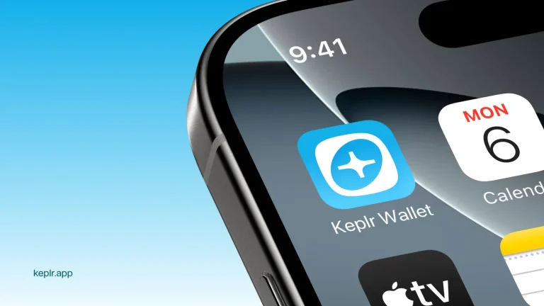 Keplr Wallet app icon on an iPhone home screen, from the official Keplr brand assets page