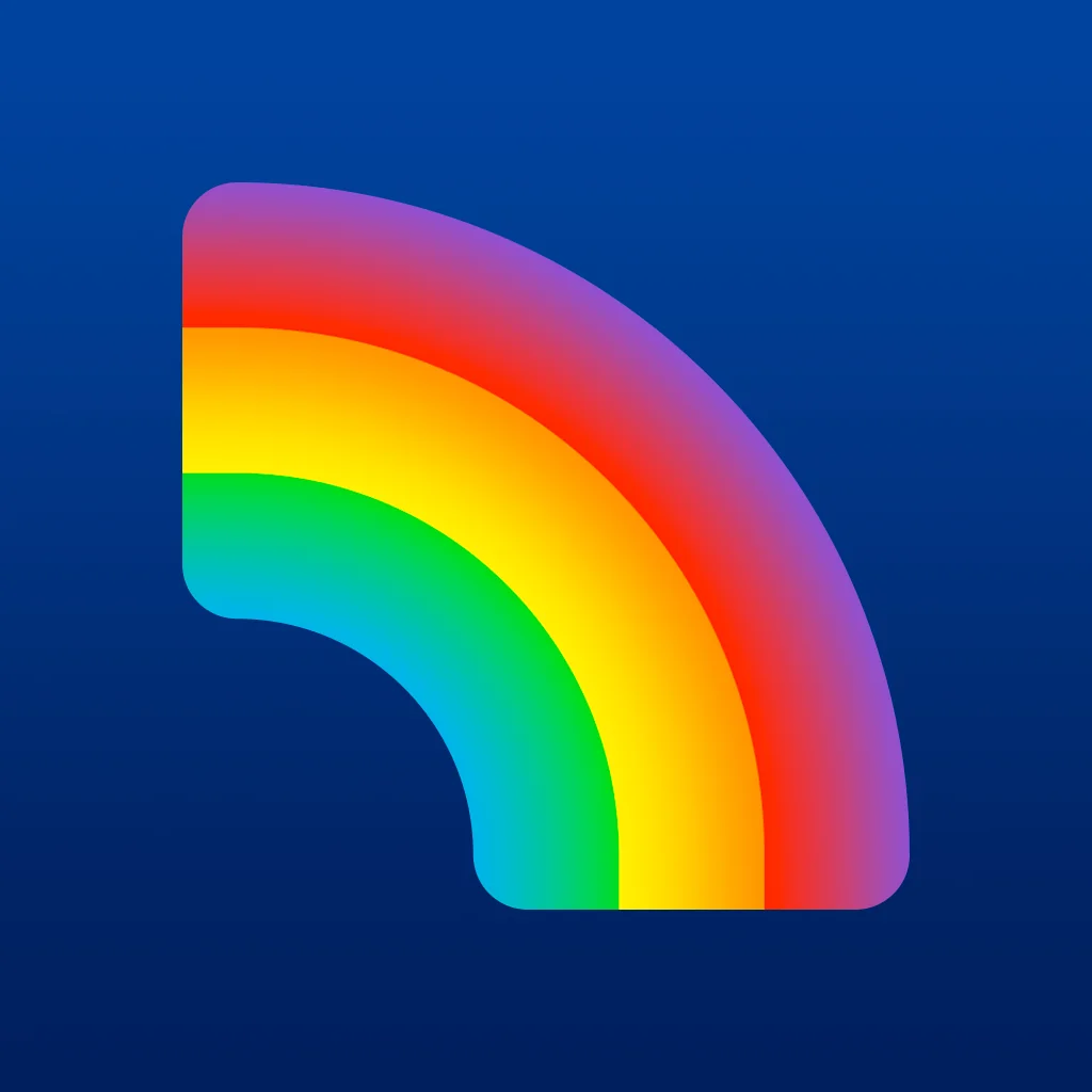 Rainbow wallet app icon, the rainbow arc on a blue background