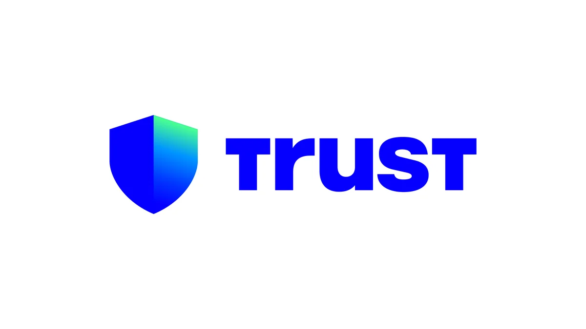 Trust Wallet shield logo and wordmark from the official Trust Wallet press kit