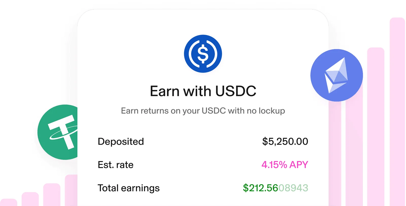 Uniswap Wallet Earn screen showing a USDC deposit balance and rate